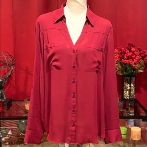 Express Burgundy Portofino Button Down Shirt